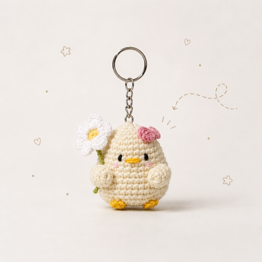 Flower Chick Crochet Keychain