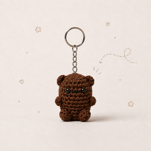 Brown Bear Crochet Keychain
