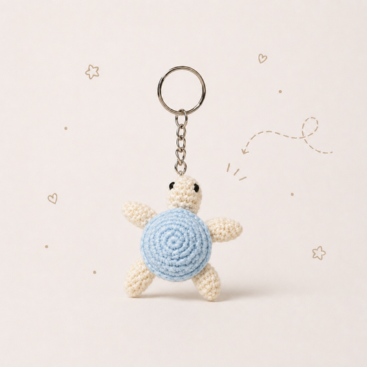 Blue Turtle Crochet Keychain