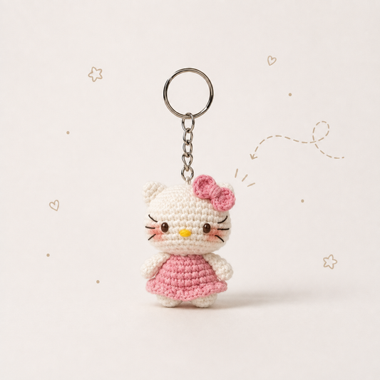 Hello Kitty Crochet Keychain