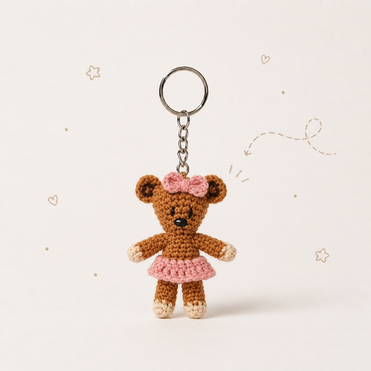 Ballerina Teddy Crochet Keychain