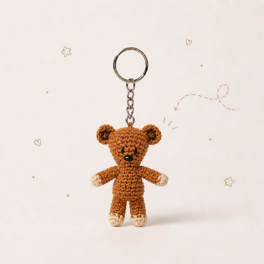 Classic Teddy Crochet Keychain