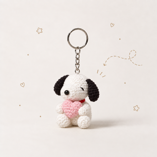 Snoopy Heart Crochet Keychain