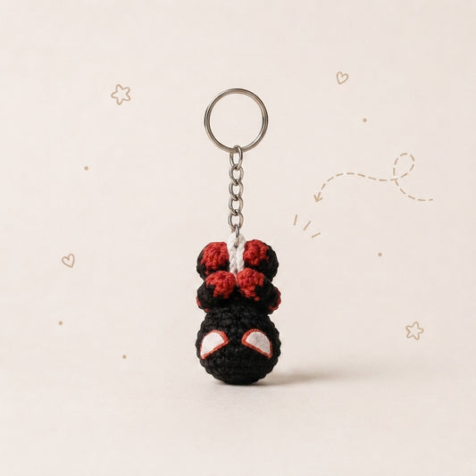Spider Hero Crochet Keychain — Black and Red