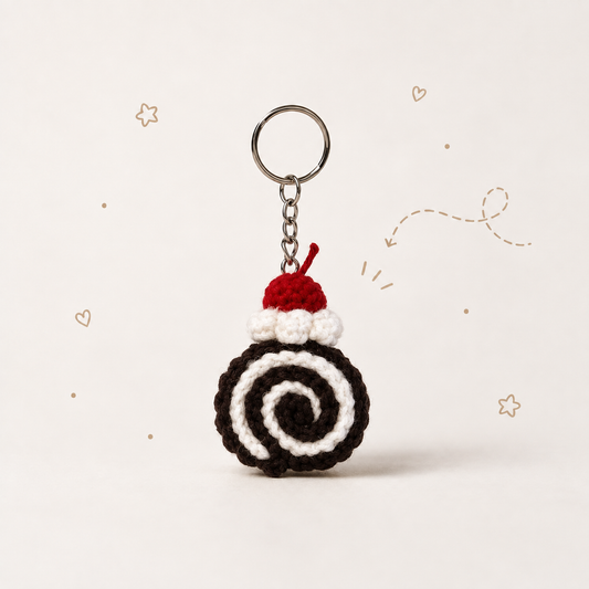 Swiss Roll Crochet Keychain — Chocolate