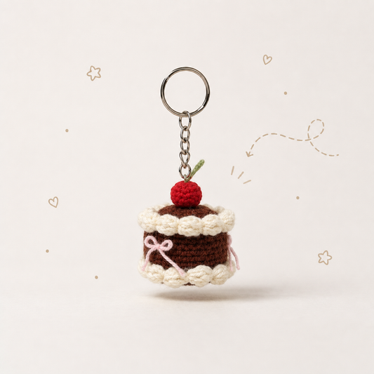 Cherry Cake Crochet Keychain