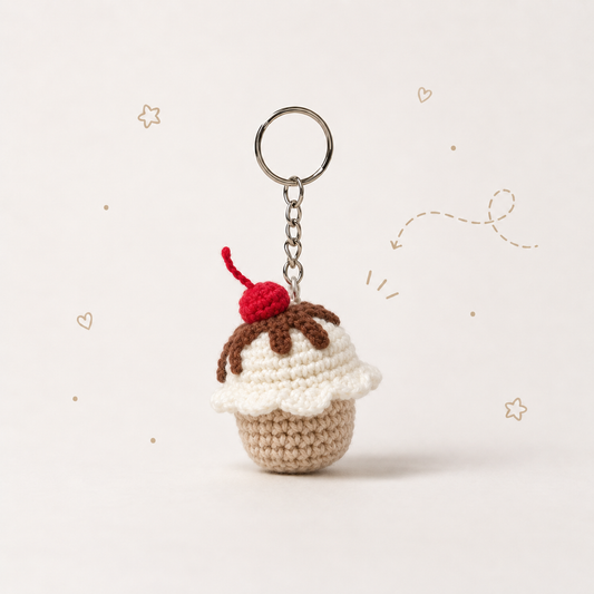 Cupcake Crochet Keychain