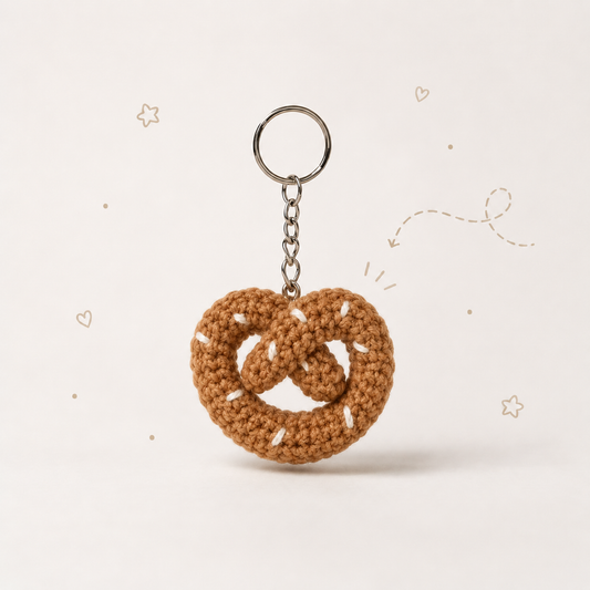 Pretzel Crochet Keychain