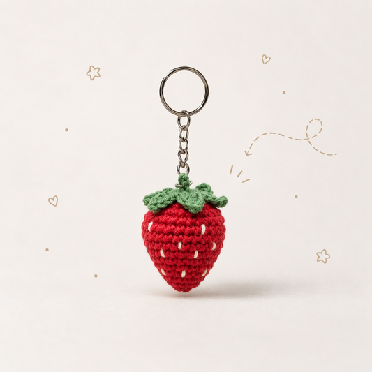Strawberry Crochet Keychain
