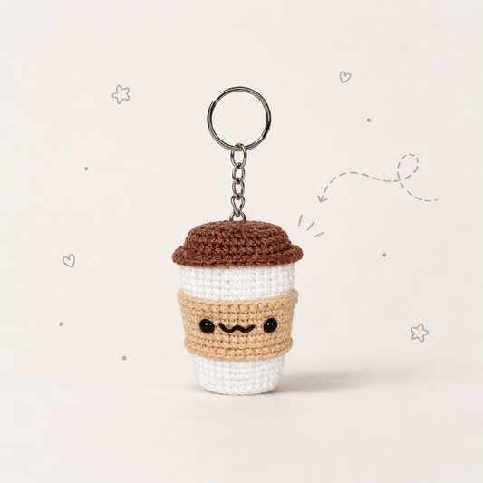Coffee Cup Crochet Keychain