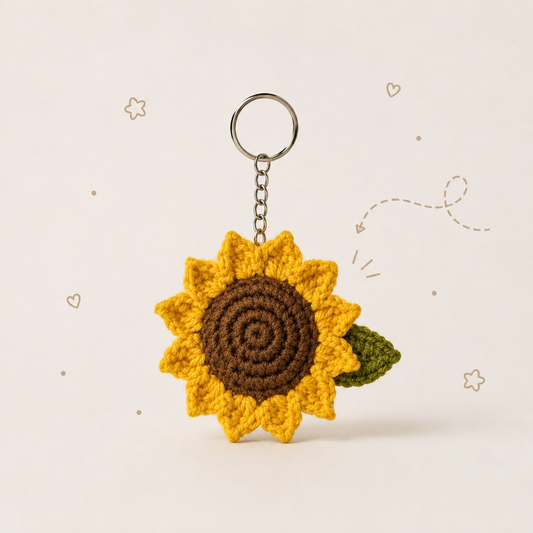 Sunflower Crochet Keychain
