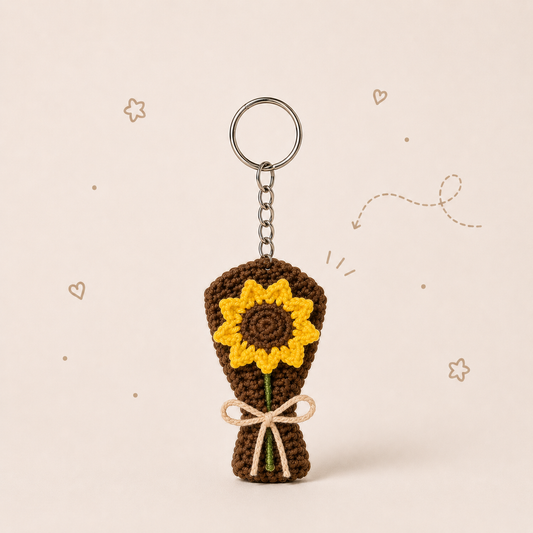 Wrapped Sunflower Crochet Keychain