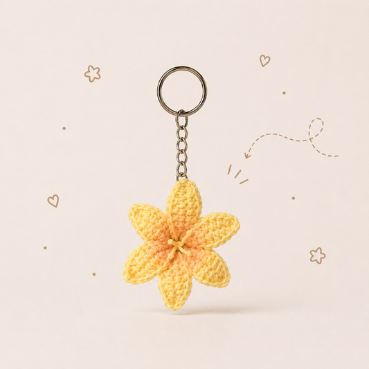 Yellow Lily Crochet Keychain